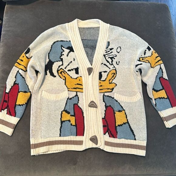 Women’s Donald Duck Knit Cardigan Sweater Front Pockets Size L NWOT - Picture 5 of 10